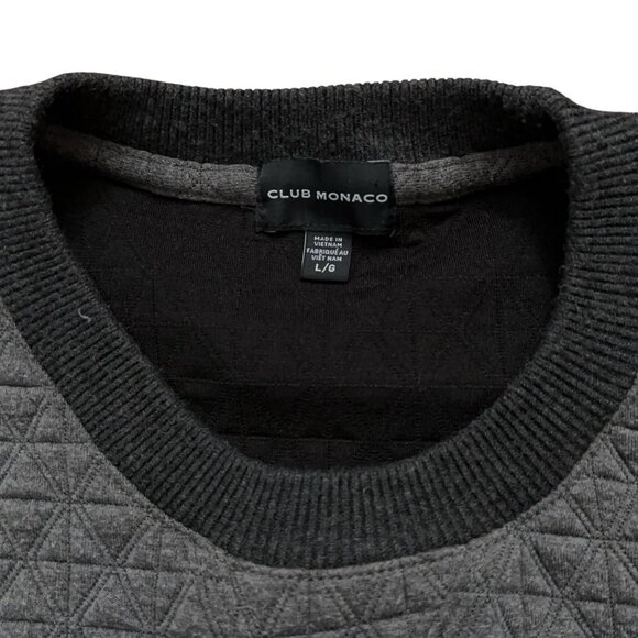 Club Monaco Sweatshirt Mens L Pullover Crewneck Quilted Textured Stretch Gray - Picture 3 of 7
